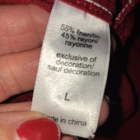 Maurices size large red linen blend shorts elastic pull on waist - Picture 5 of 15